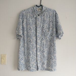Polo Jeans Co Ralph Lauren Button Up Shirt Men L Blue Floral Paisley Hawaiian